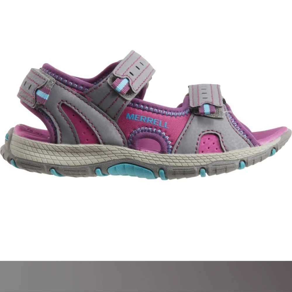 Merrell Kids Gray Pink Teal Sport Sandals